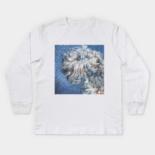 Soft-coated Wheaten Terrier Fine Art Painting Kids Long Sleeve T-Shirt